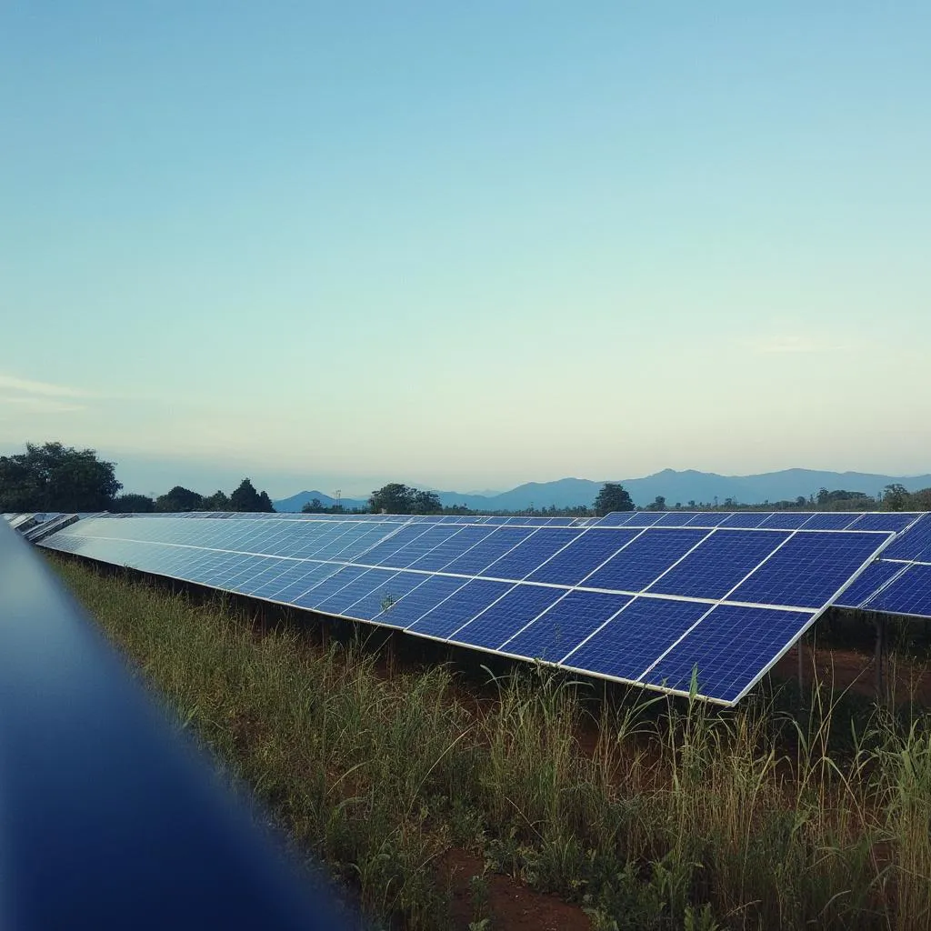 Planta de energía solar en un paisaje colombiano